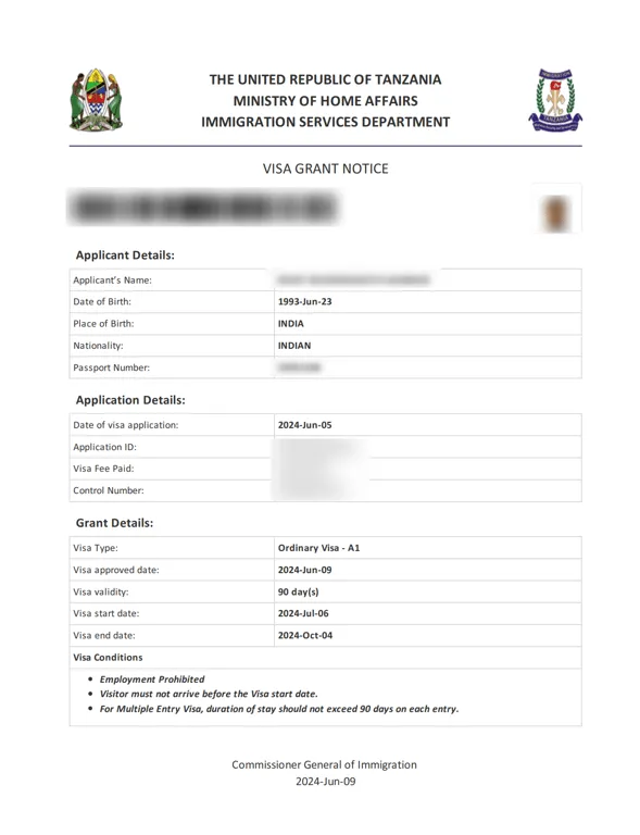  Tanzania e-visa 